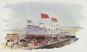 Floating out a Battleship, Chatham Dockyard by William Lionel Wyllie